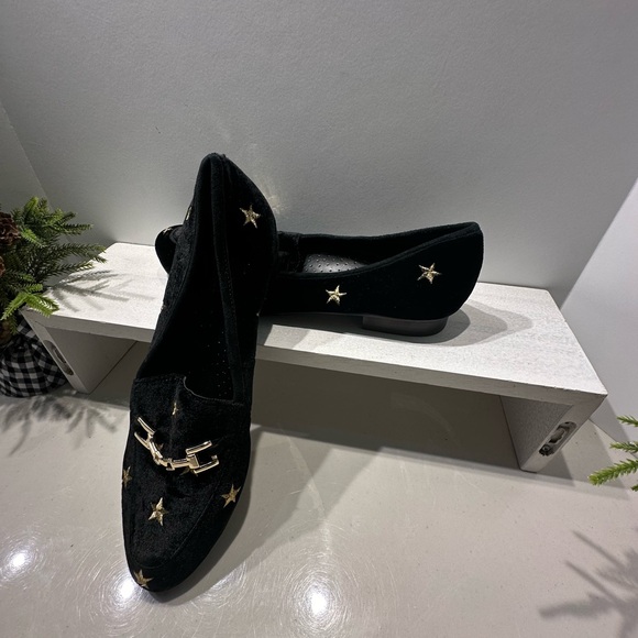 Vaneli Black Velvet Gold Star Horse bit Flat Loafers - Picture 7 of 7